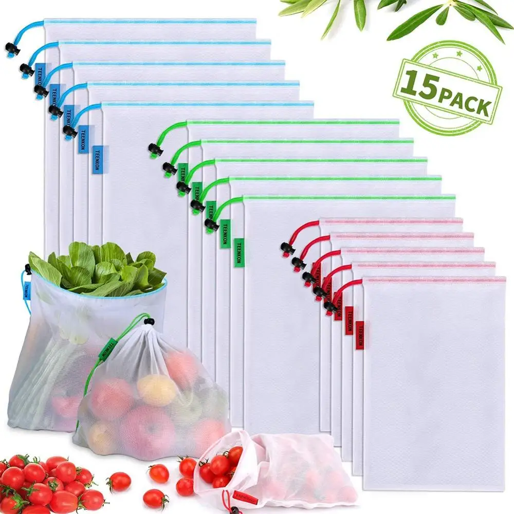 

Reusable Produce Bags Washable Mesh Bags for Grocery Shopping & Storage of Fruit Vegetable & Garden Produce Eco Friendly Net Bag