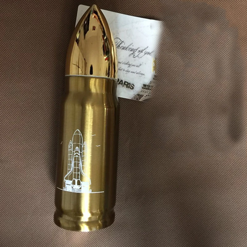 gold Renge Весна 350/500 мл нержавеющая сталь пуля чашки термосы Мужская Спортивная бутылка Cannon вакуумный чайник термос бутылка - Цвет: gold