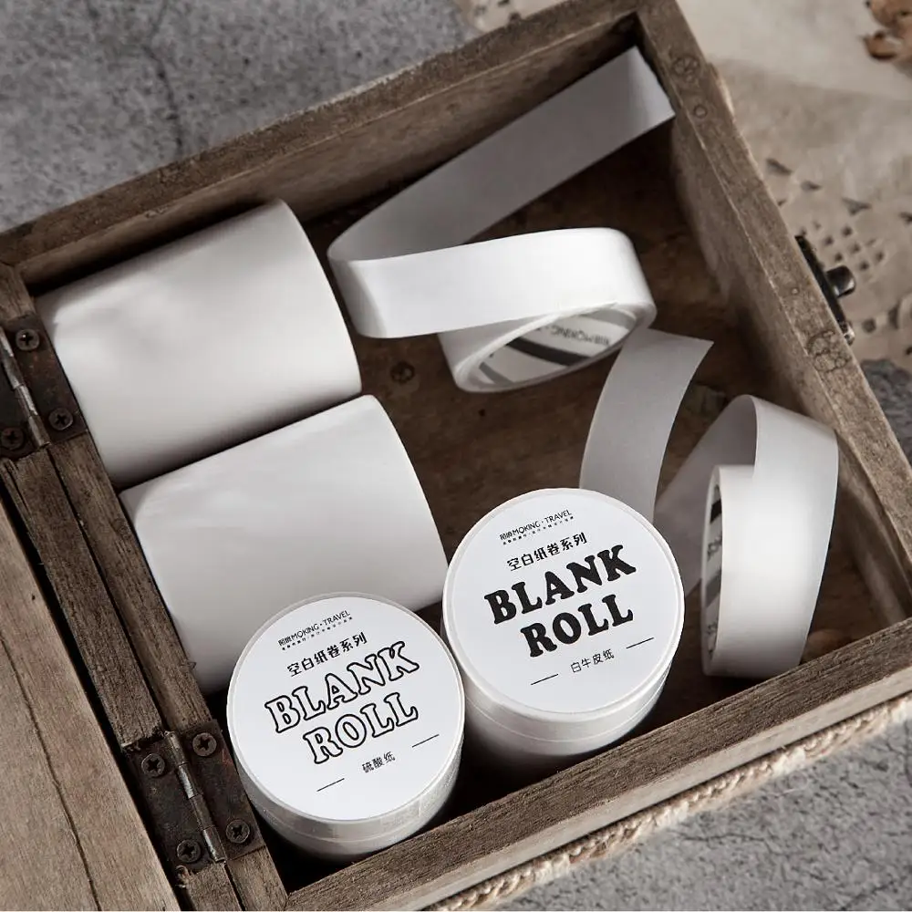 

8PCS/LOT blank roll series decorative paper white kraft paper sulfuric acid paper tape