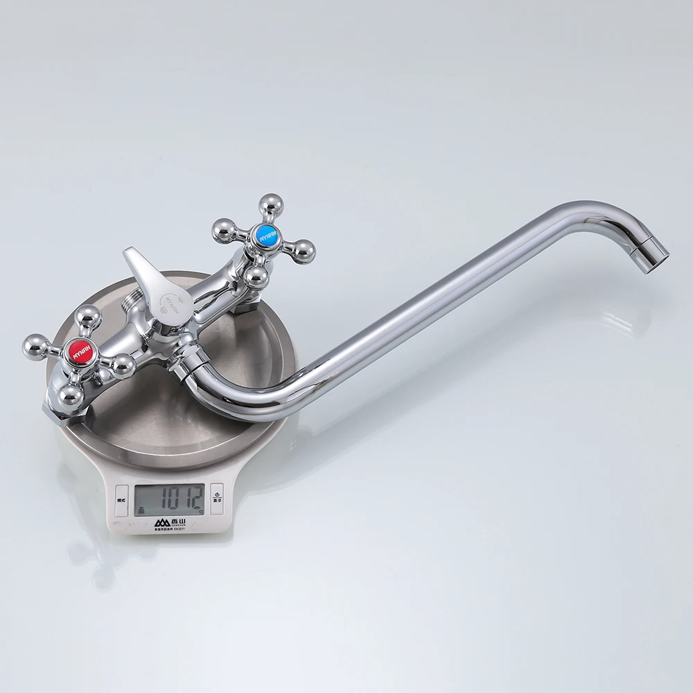 

MYNAH Bathtub Shower Faucet Set Long Spout Double Handle Water Tap Silver Shower Hand Shower Bathroom Wall Mounted