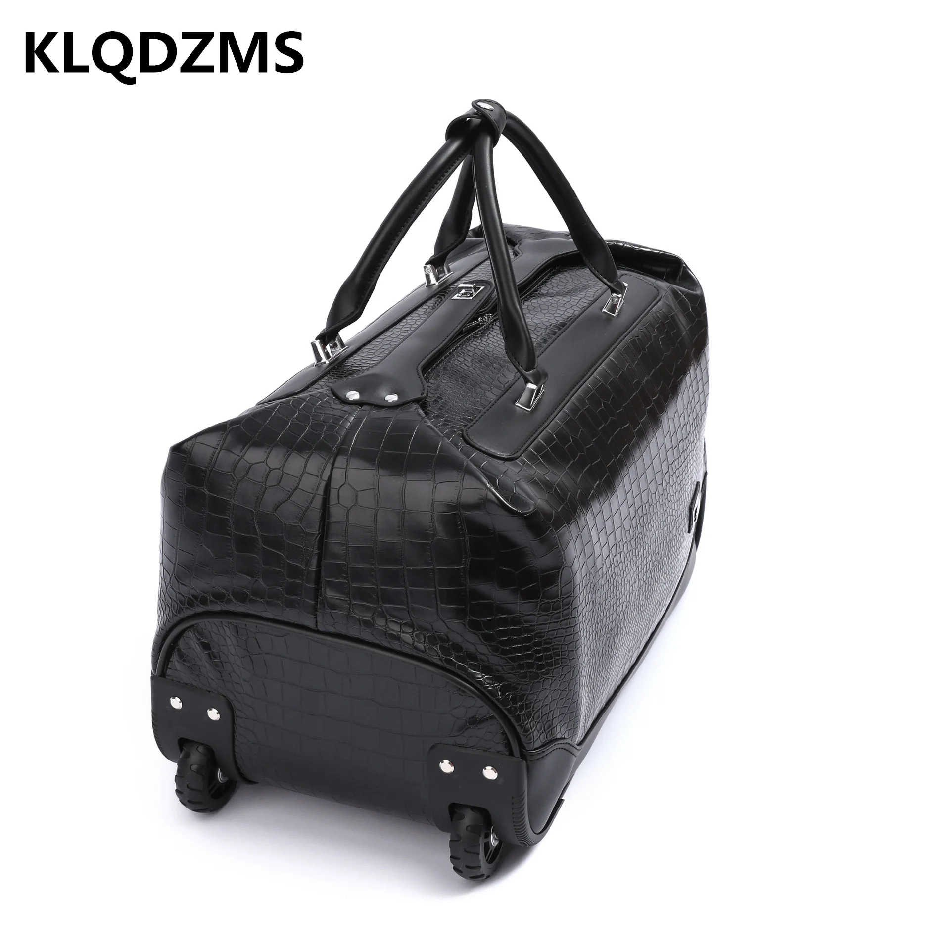 KLQDZMS 20’’24 Inch Women Hand Luggage Business Travel Suitcase On Wheels PU Men's Portable Detachable Trolley Travel Suitcase