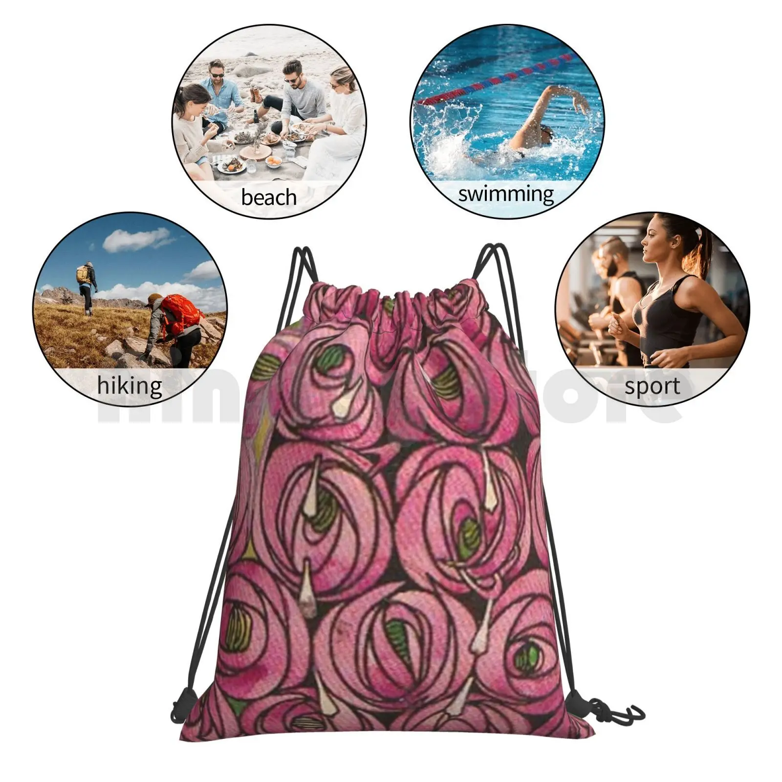 Розы. Школа Глазго. Рюкзак Rennie на шнурке сумка для верховой езды альпинизма