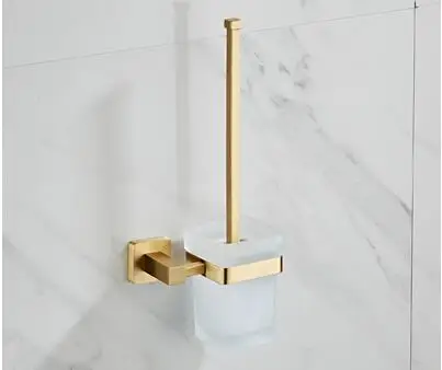 toilet brush holder1 Аксессуары для ванной комнаты Набор полотенец угловая полка держатель бумаги кухонный смеситель для раковины причесанный матовый золотой набор оборудования для ванной комнаты - Цвет: toilet brush holder1