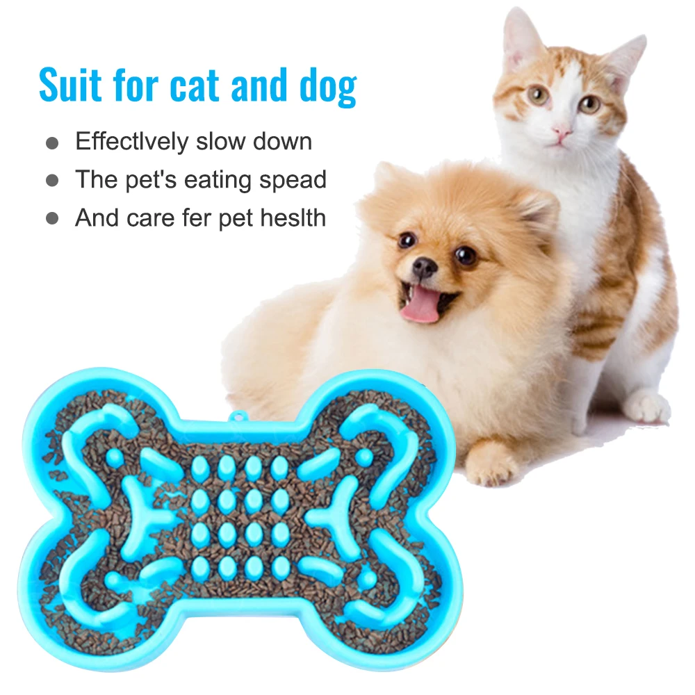 Миска для домашних животных здоровая силиконовая в форме кости медленная подача