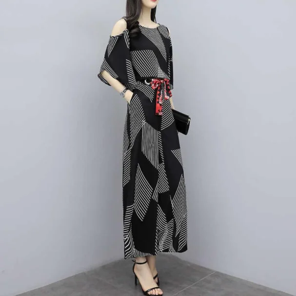 2020 летний черный комплект из двух предметов с принтом для женщин большие размеры