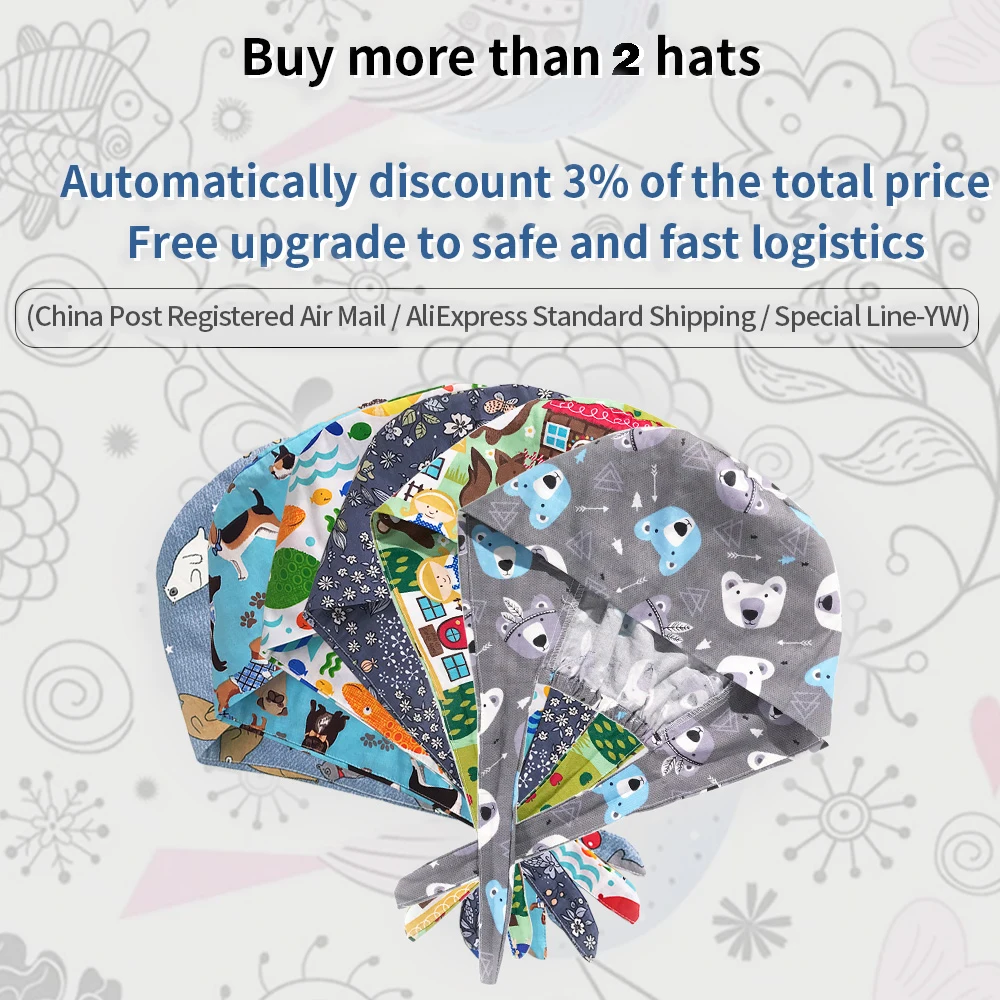 

Personalized Printing Cute Matte Cap Adjustable Surgical Cap Beauty Salon Work Cap Dentist Cap Laboratory Pet Shop Nurse Cap