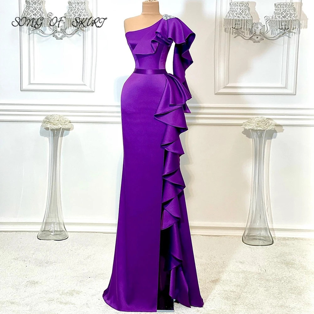

Женское вечернее платье на одно плечо, фиолетовое длинное ТРАПЕЦИЕВИДНОЕ вечернее платье по индивидуальному заказу, для выпускного вечера,...