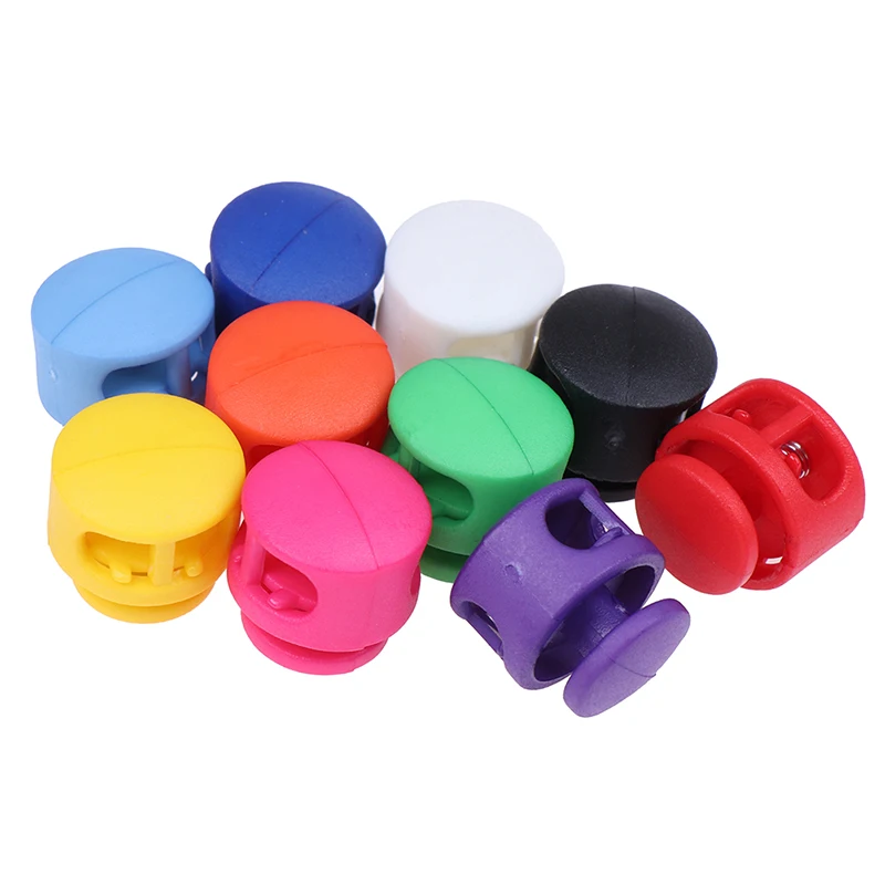 

10pcs Multi Colors Plastic Paracord Cord Lock Clamp 2 Hole Toggle Clip Stopper Shoelace Cord Buckles Bag Parts Accessoris