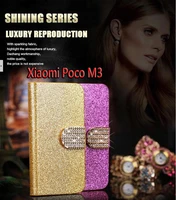 shiny diamond hoesjev for poco m3 case luxury flip leather mobile phone case for xaomi m3 m 3 back cover shell 6 53 inch