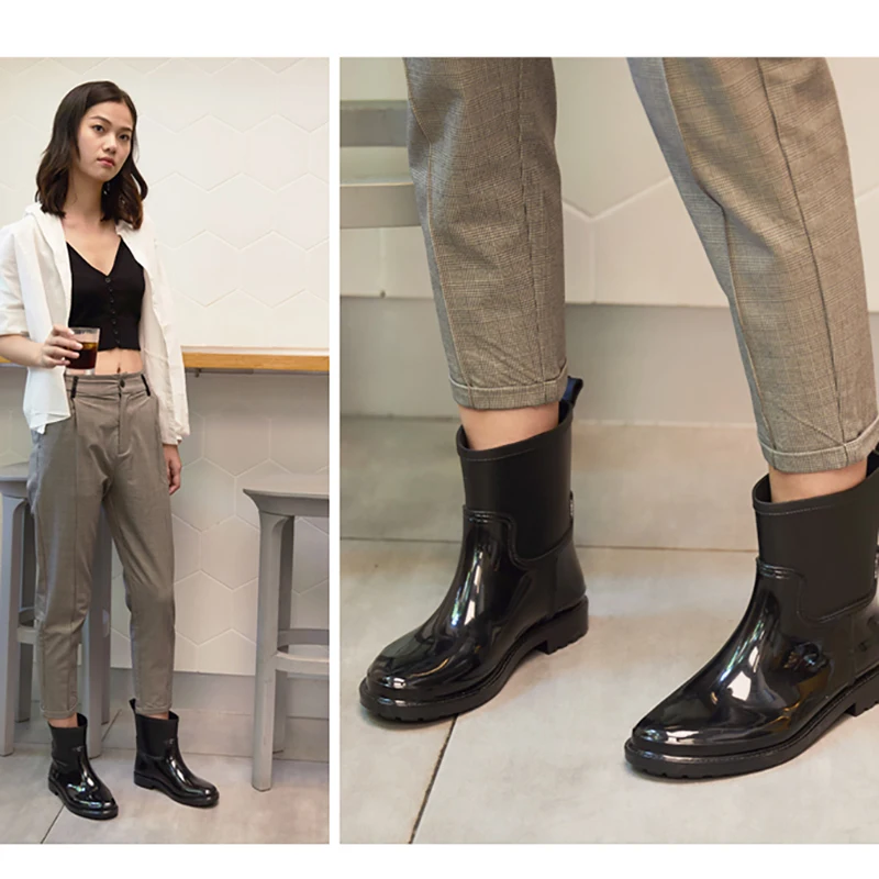 Резиновые сапоги женские ПВХ Ботинки Сапоги на весну Женская обувь Стильные