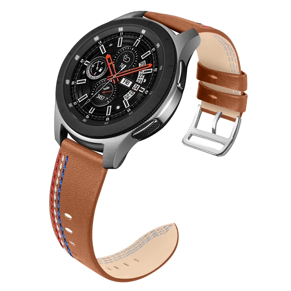 Ремешок BEAFIRY из натуральной кожи для часов Gear S3/Ticwatch/Huawei перфорированный браслет