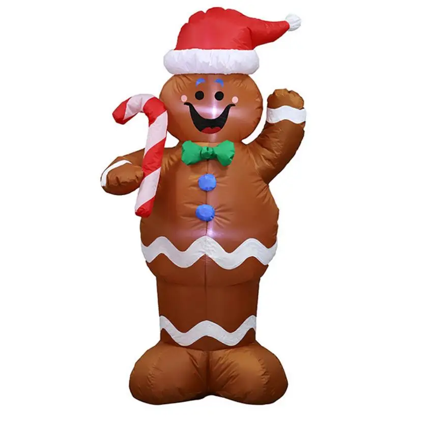 

Santa Claus Gingerbread Man Christmas Inflatables Indoor Outdoor Decoration with LED Blow up Lighted Yard Lawn Party Decor 5sets