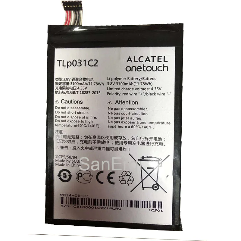 

TLp031C2 battery 3100mah 11.78wh 3.8v for Alcatel One Touch Hero 2 OT-8030 OT-8030B OT-8030Y M812C Smartphone batteries