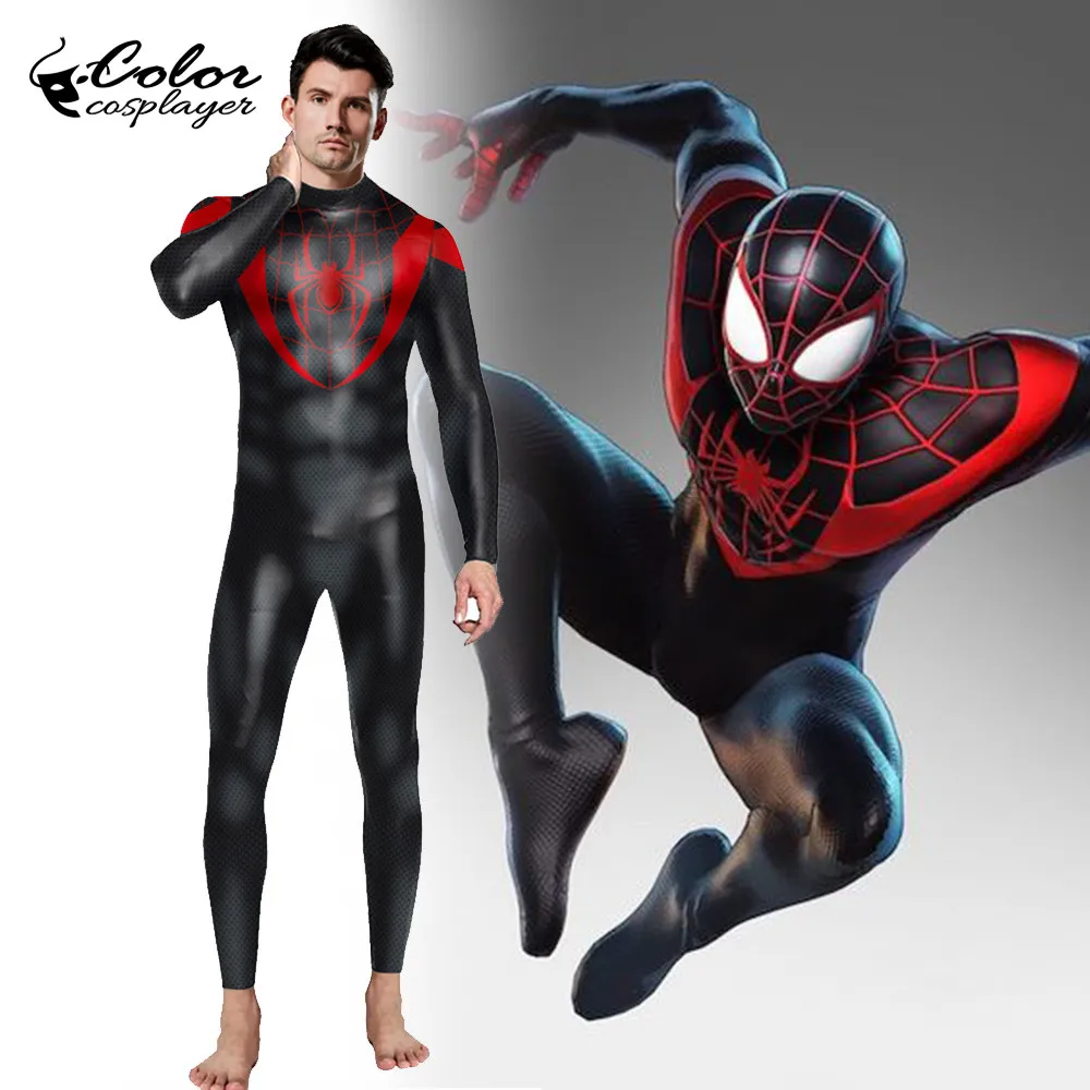 Цветной костюм для косплея супергероя карнавальный Человека паука Карнавальная Одежда взрослых эластичное