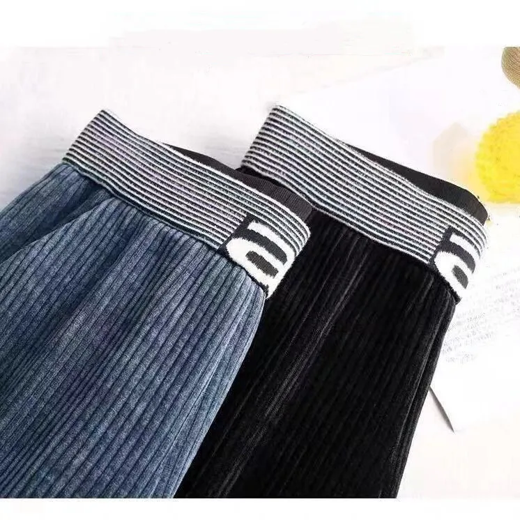 

Casual Corduroy Wide Leg Pant Women Fall Winter High Waist Warm Loose Straight Pant Female 2020 New Thicken Velvet Flare Trouser