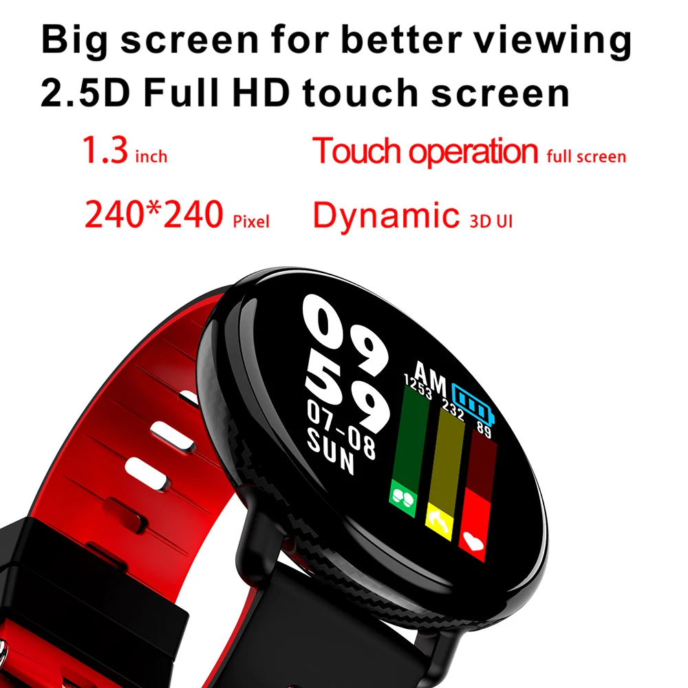 696 K1 Smart Watch Waterproof 2.5D Full HD UI Color Screen Heart Rate Monitor Fitness Tracker Sports Smartwatch for IOS Android |