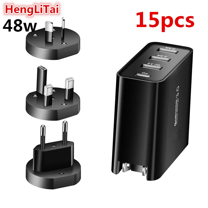 15 шт. 48 Вт Быстрое зарядное устройство USB Type C PD для Samsung iPhone Huawei QC 3 0 2.4A быстрое