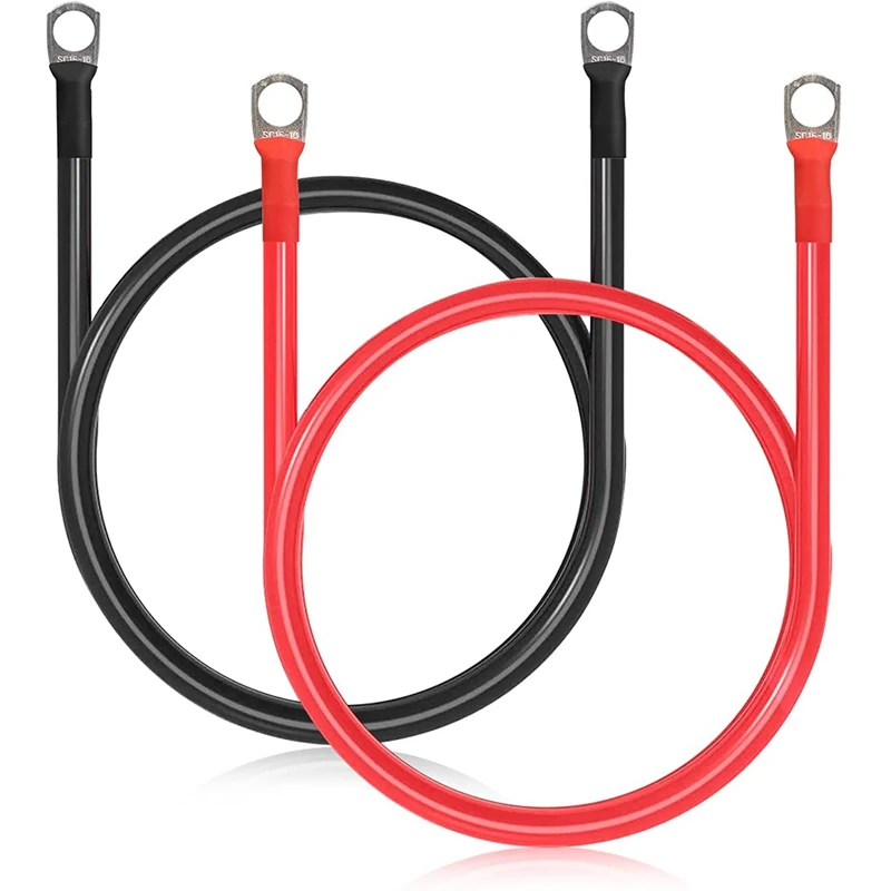 

Battery Cable, 2 Pieces Battery Cable, Copper Cable, Power Cable with Ring Eyelets, Car Battery Cable, 50 cm, 5 AWG
