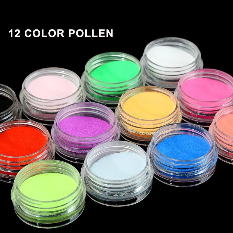 12 цветов Arcylic Gem польский Блестящий лак для ногтей Скульптура порошок искусство