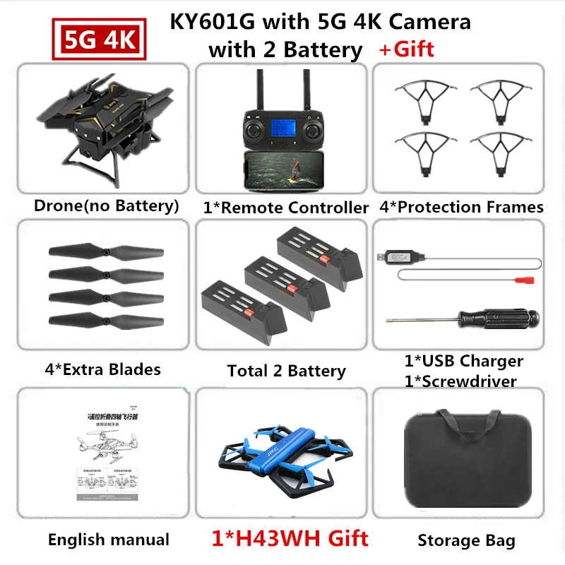 B6 4K Cam Carry Box Радиоуправляемый Дрон KY601G gps Квадрокоптер с 5G 4K HD камерой 2000 м Дистанция управления Pro селфи следуем за мной Квадрокоптер Fly 20 минут - Цвет: B6 4K Cam Carry Box