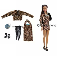 16 bjd doll clothes for barbie dress little leopard print outfits coat jacket gown bag socks shoes 11 5 dollhouse accessories