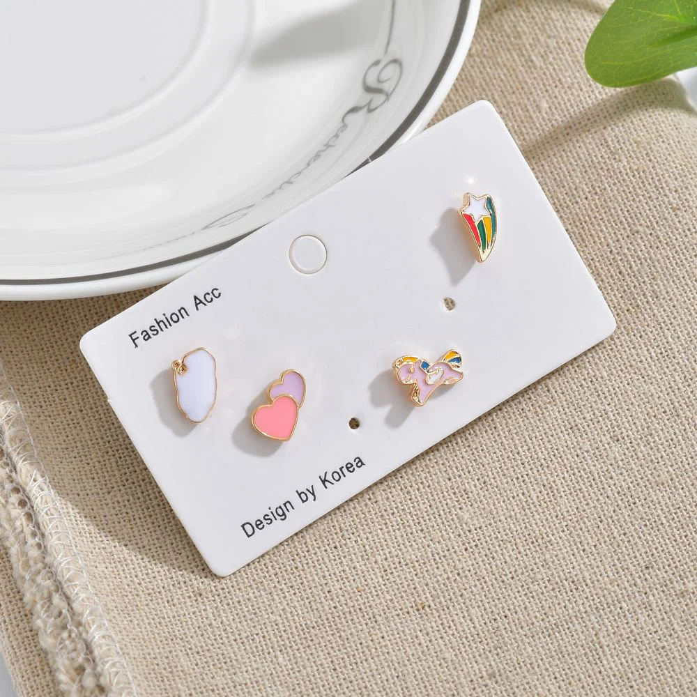 Серьги гвоздики в Корейском стиле очень милые серьги виде радуги лошади Луны
