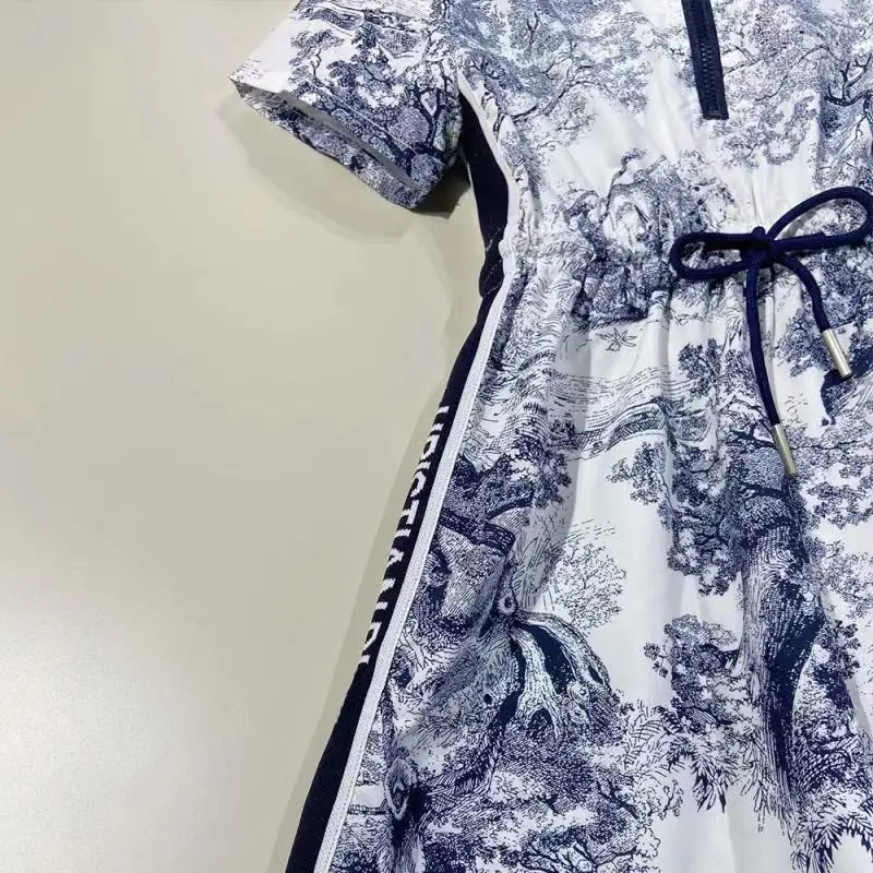 

High-end customization 2021 new product hot summer dress girls waist letter embroidery hooded short-sleeved casual dress