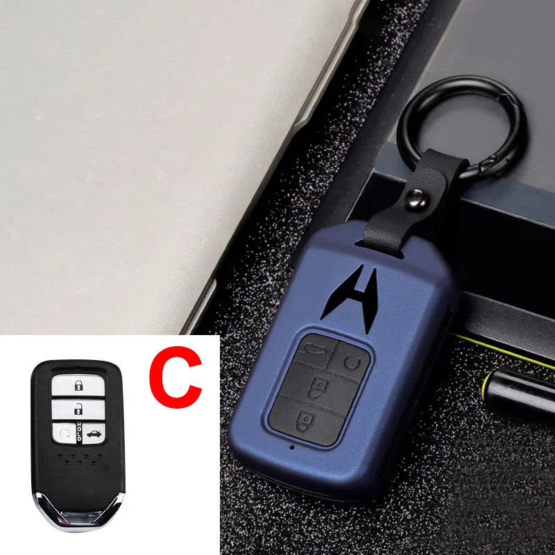 C Blue ABS+ силиконовый для ключа автомобиля чехол для электронный контроллер дросселя для Honda Civic CRV HR-V HRV пилот соглашение о Одиссее 2013- удаленный смарт-ключ чехол - Название цвета: C Blue