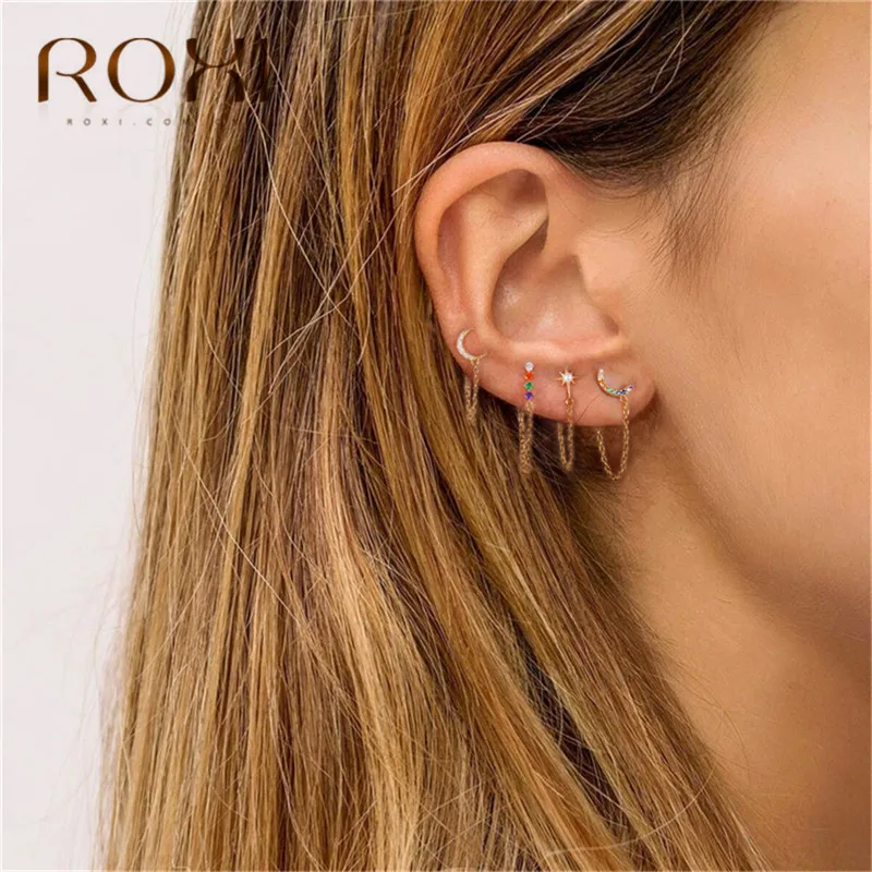 Женские серьги подвески ROXI вечерние из стерлингового серебра 925 пробы с розовым