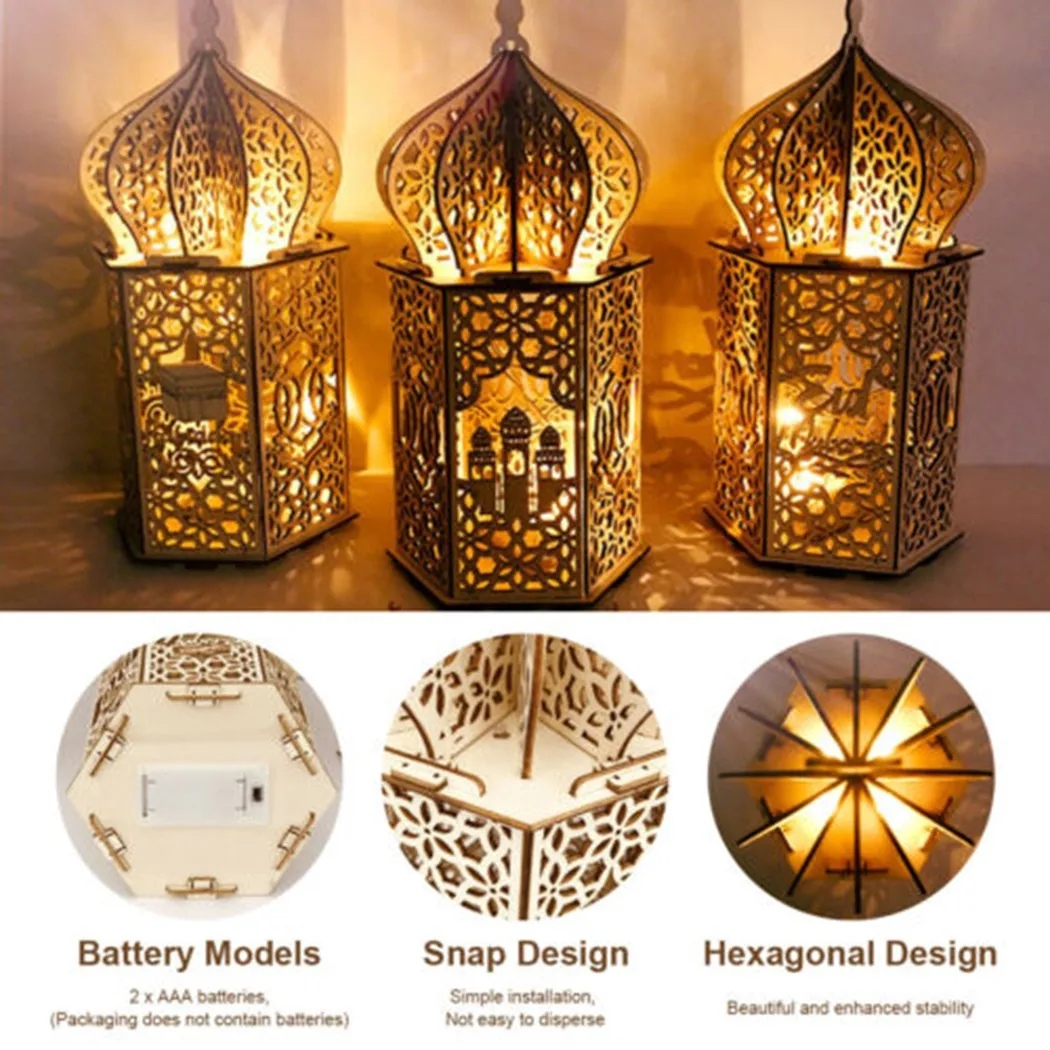 

10x10x24cm Light DIY Eid Mubarak Ramadan LED Night Light Muslim Festival