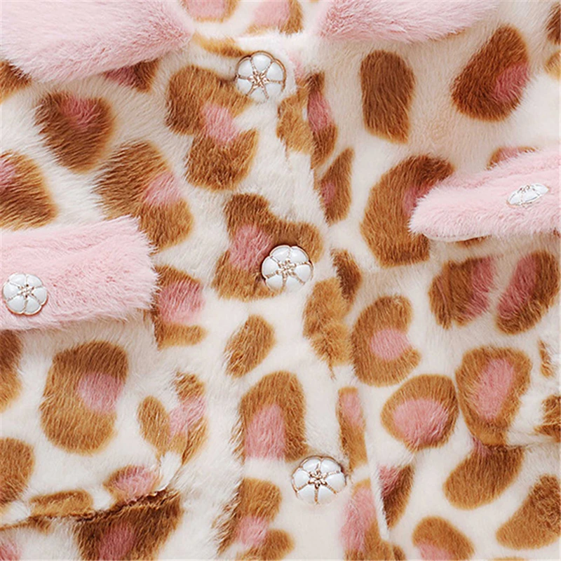 Зимние пальто для девочек Детская леопардовая Вельветовая плотная куртка модная