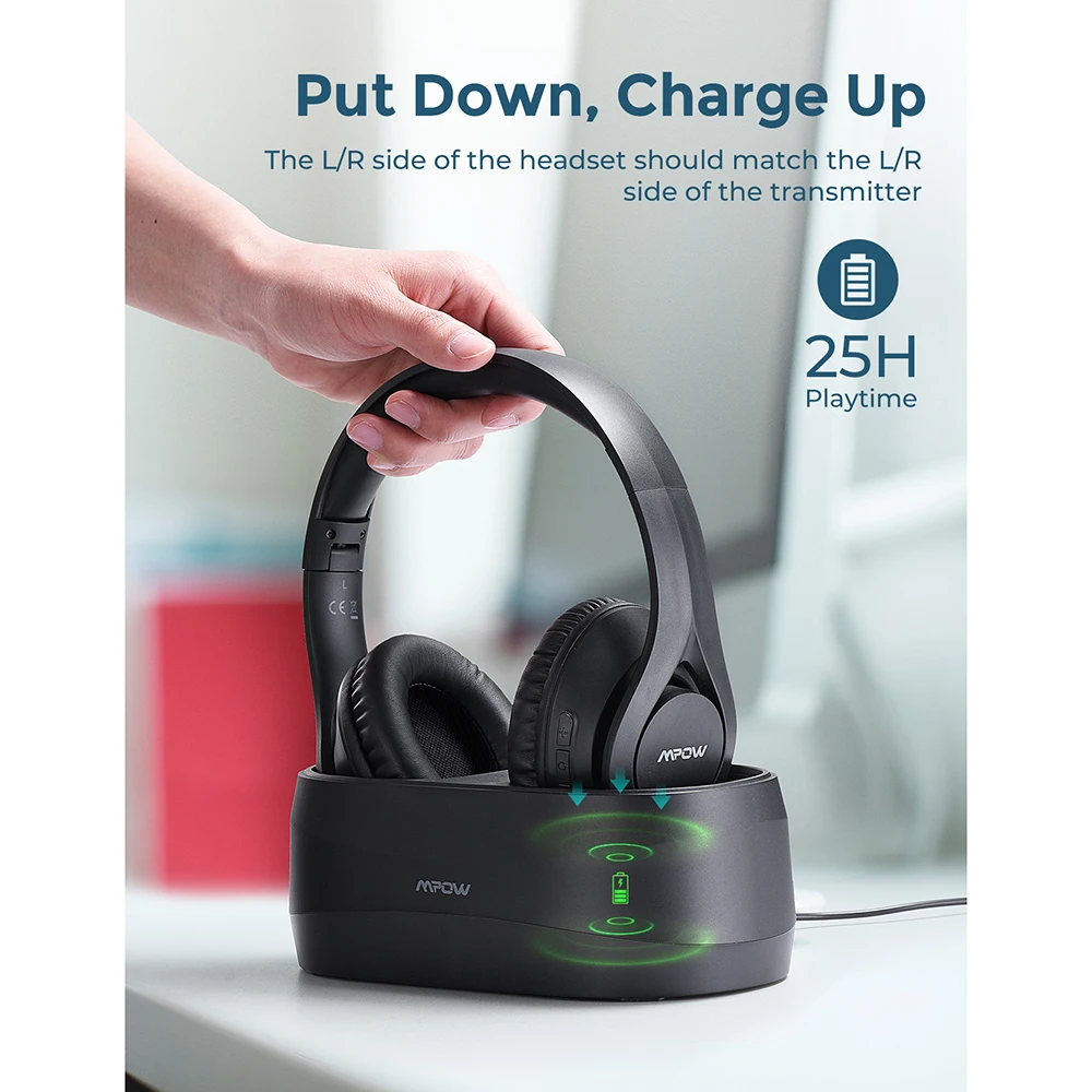 Mpow T20 Bluetoot ТВ гарнитура Беспроводной наушники с передатчиком 3 5 мм RCA AXU USB Порты и