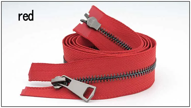 red Meetee 120 см 5# двойной ползунок открытый конец металлическая молния пистолет черные зубы DIY швейная куртка пальто Аксессуары 13 цветов - Цвет: red