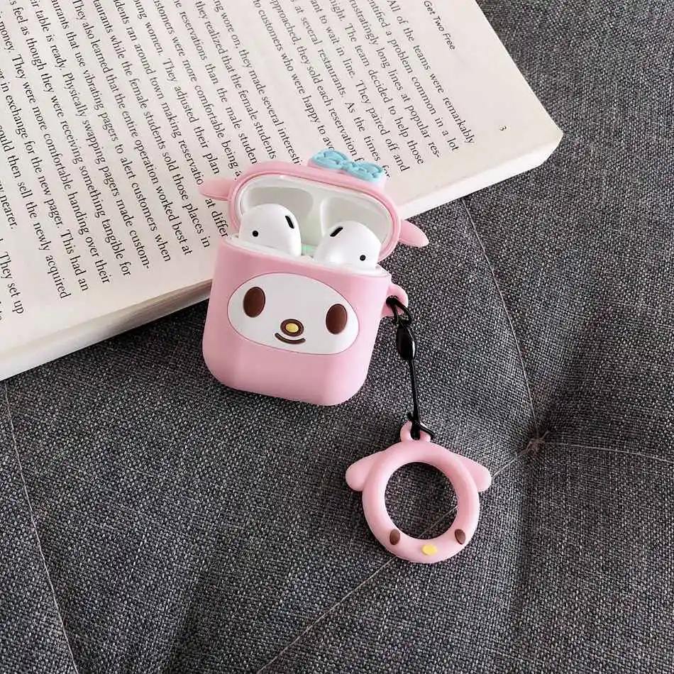 Melody A3 Для AirPods чехол милый мультфильм пудинг собака кожухи головных телефонов для Airpods 2 прекрасный Purin щенок защитную крышку с палец кольцо ремень - Цвет: Melody A3