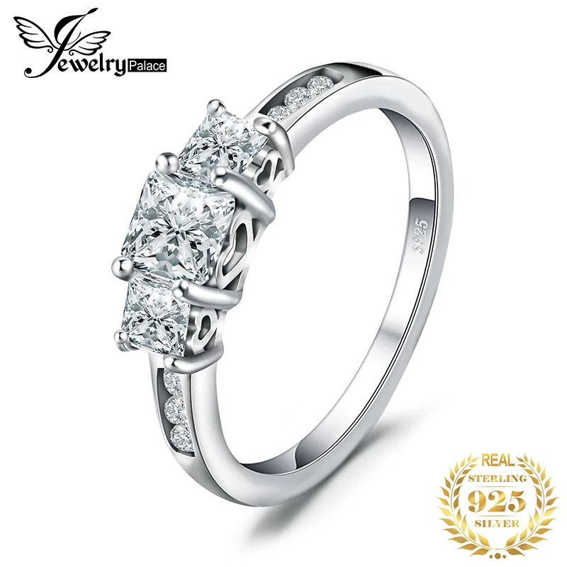 JewelryPalace полые сердце 3 Камень 1.7ct Pricess Cut кубического циркония Обручальные