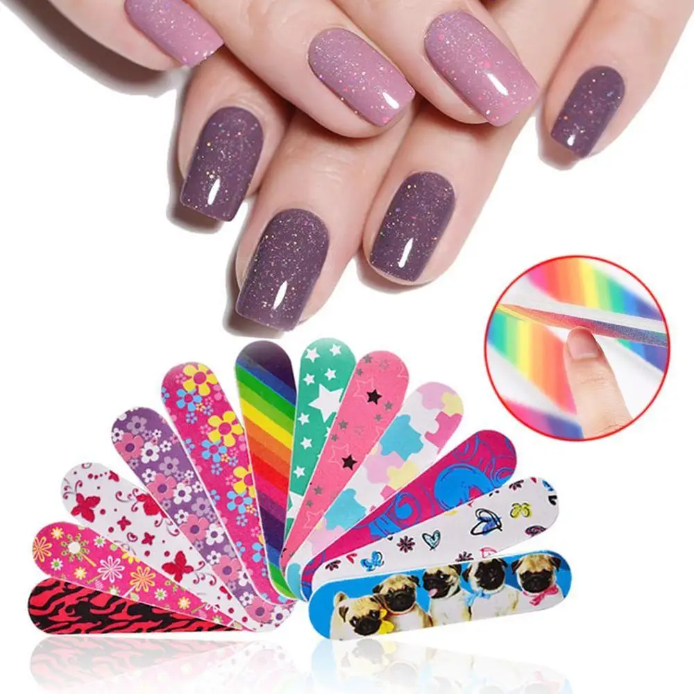 Новая красочная мини пилка для ногтей двусторонняя наждачная бумага ногтевого