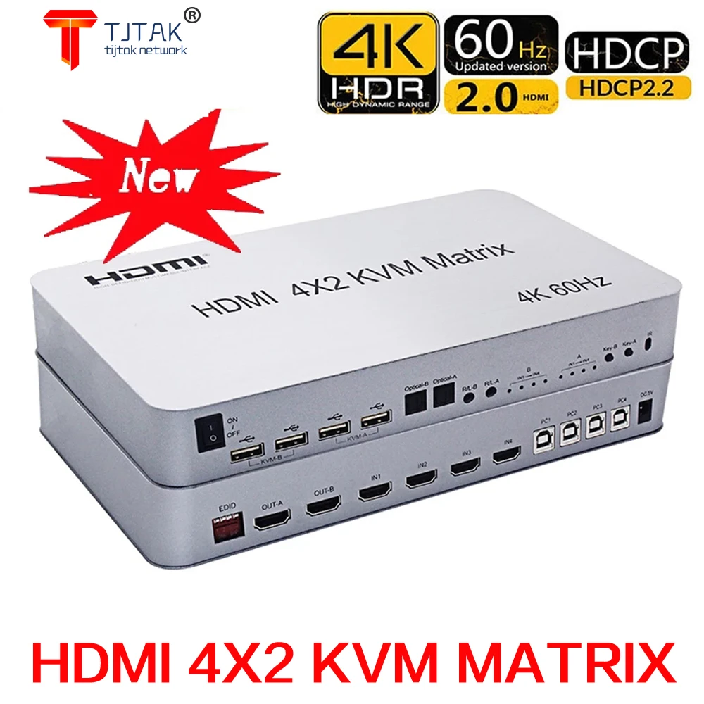 

4-port Matrix HDMI KVM Switch 4X2 Hdmi kvm switch 2 port dual monitor 4 port dual monitor KVM Switch Matrix Switcher HDMI USB