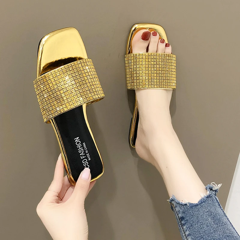 Женские повседневные Мягкие Шлепанцы на плоской подошве с квадратным носком