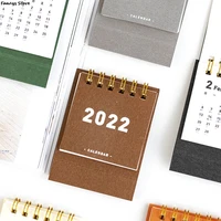 2022 simple desk solid color coil calendar with stickers mini daily schedule table planner yearly organizer office school supply