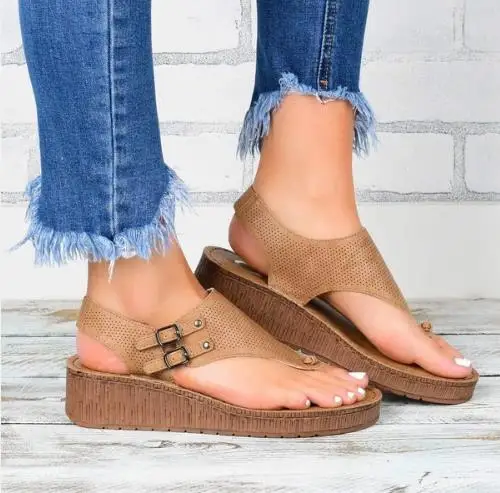 

new women sandals fashion buckle strap summer casual wedges open pinch open toe women shoes ladies plus size sandals