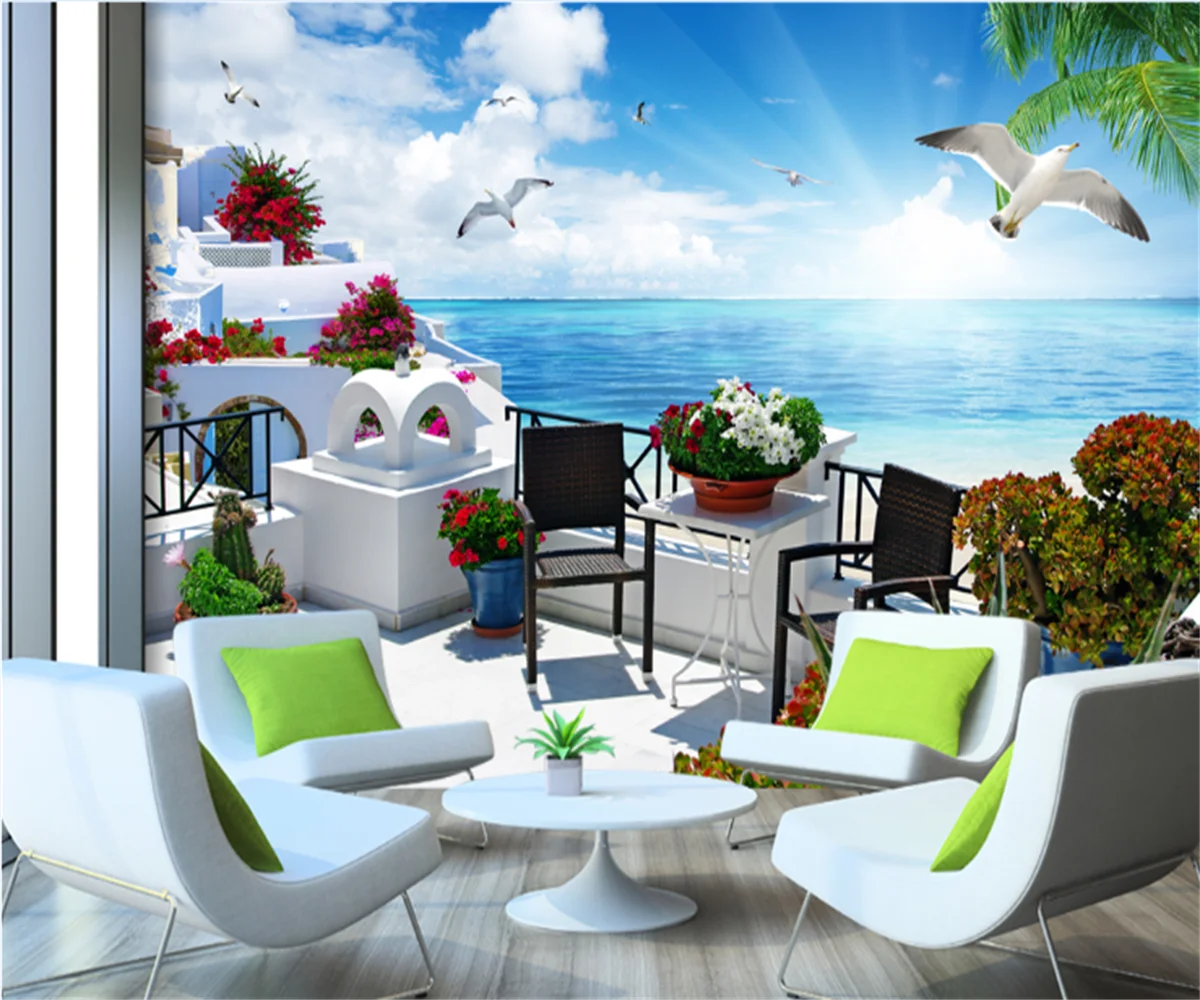 

Customize any size wallpaper wall painting Southeast Asia beautiful seascape 3D TV sofa background wall sticker photo mural
