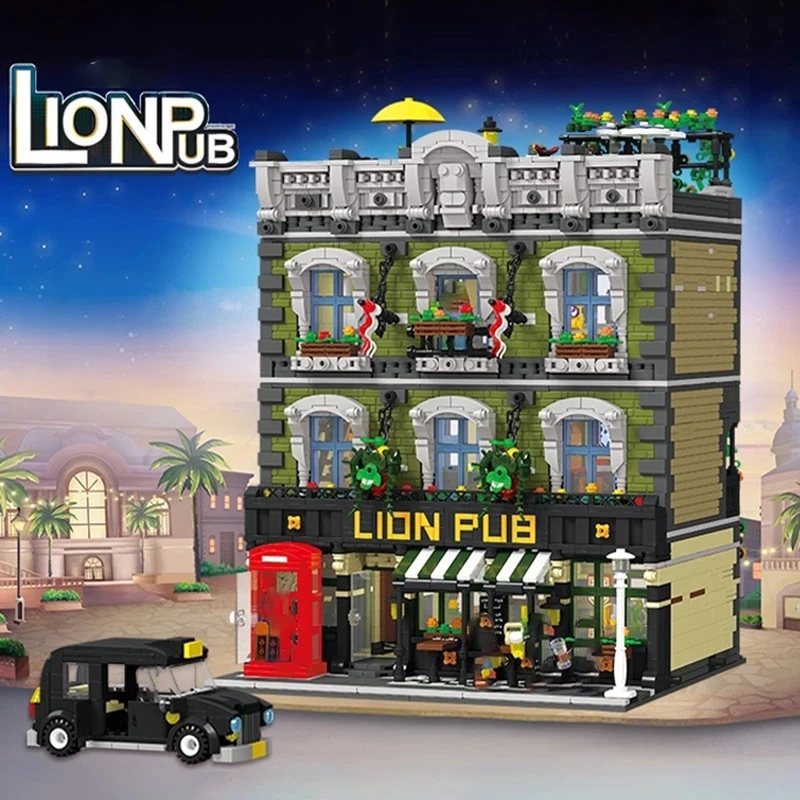 

89107 Creative Expert Street View Lion Pub Club Bar 5910Pcs Modular House MOC Brick Model Building Blocks Toys Grand Emporium