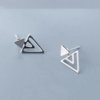 100 real 925 sterling silver earring jewelry women fashion triangles stud earring for teen girl lady