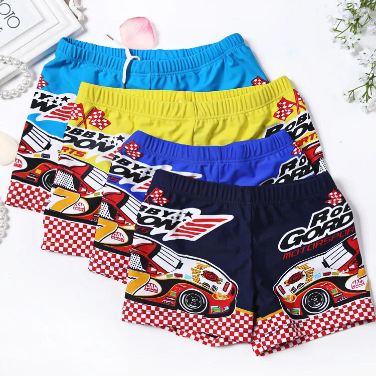 Детские плавки с принтом в виде машины для мальчиков Шорты плавания 3 цвета