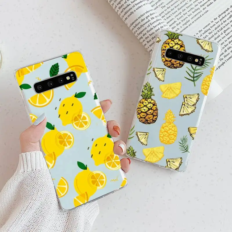

Lemon pineapple strawberry fruit Phone Case Transparent For Samsung Galaxy A S Note 9 10 51 50 71 70 80 20 21 30s ultra plus