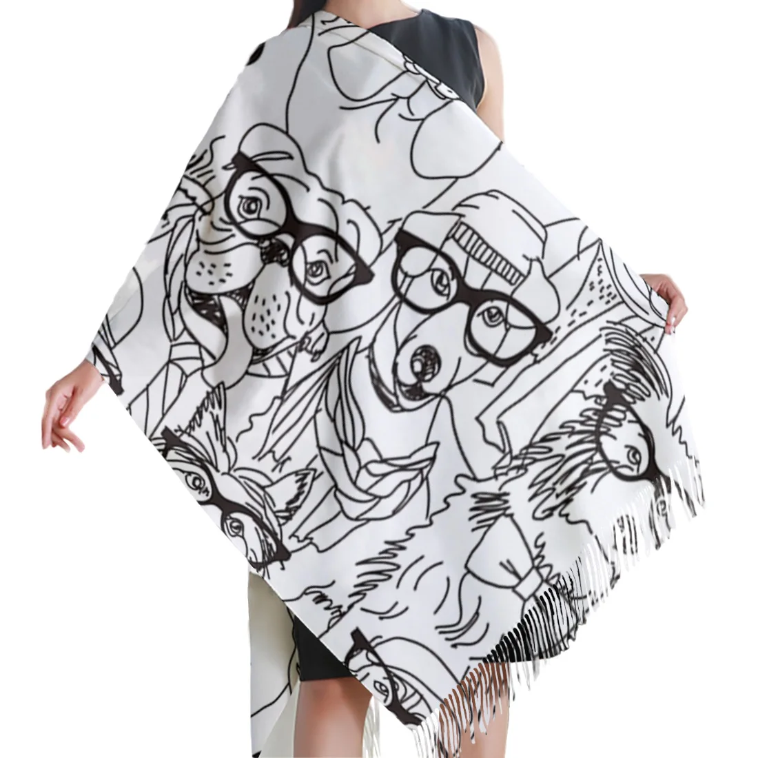 Черно-белое одеяло для собак с очками шерстяная шаль женщин дизайнерские