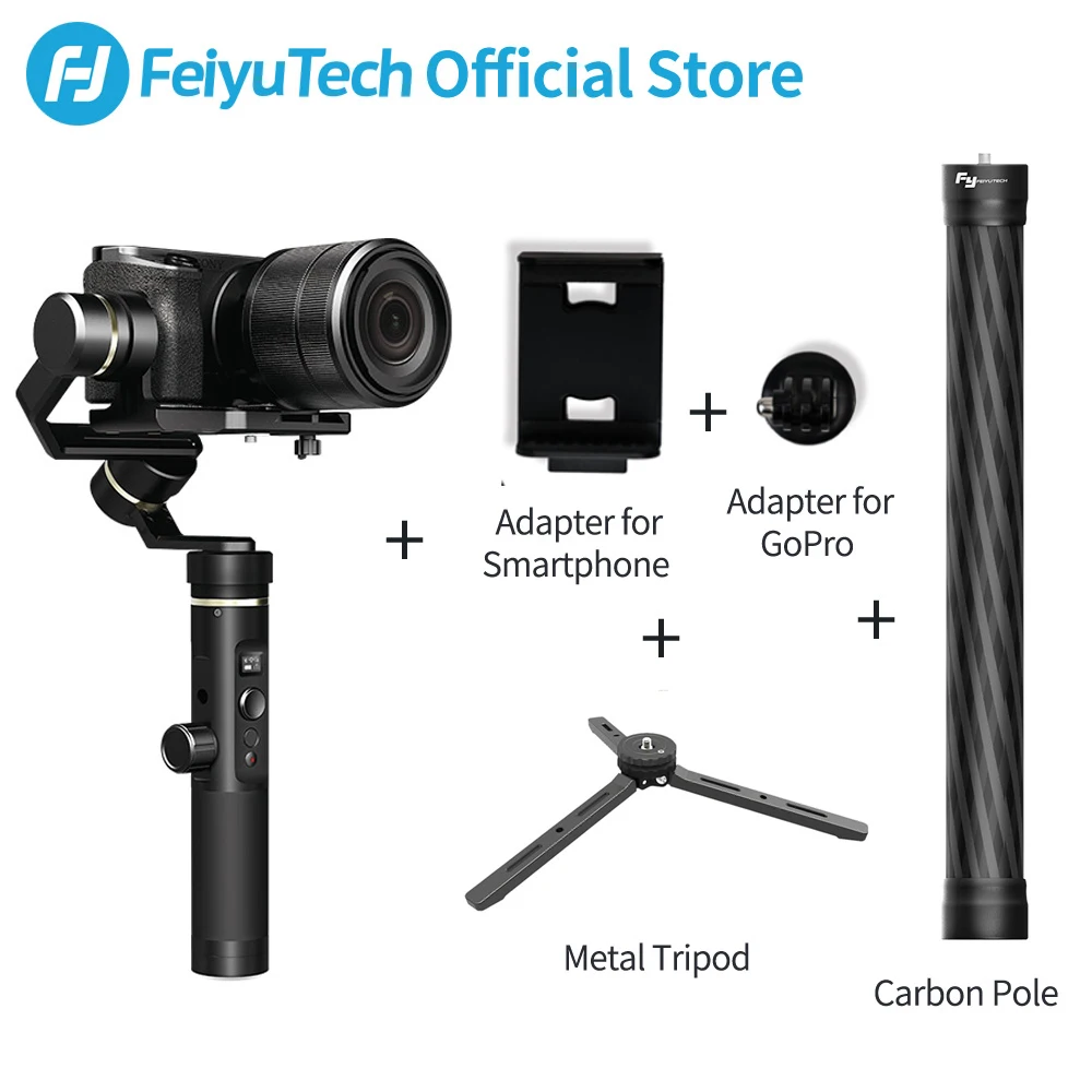 metal tripod pole FeiyuTech G6 Plus 3-Axis ручка брызг карданный стабилизатор для экшн-камеры GoPro Hero 5 6 смартфонов беззеркальных карман Камера Feiyu G6P - Цвет: metal tripod pole
