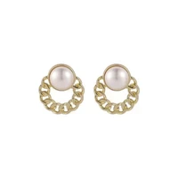 fashion temperament retro european style earring niche design geometric pearl earring advanced simple earring female jewelry