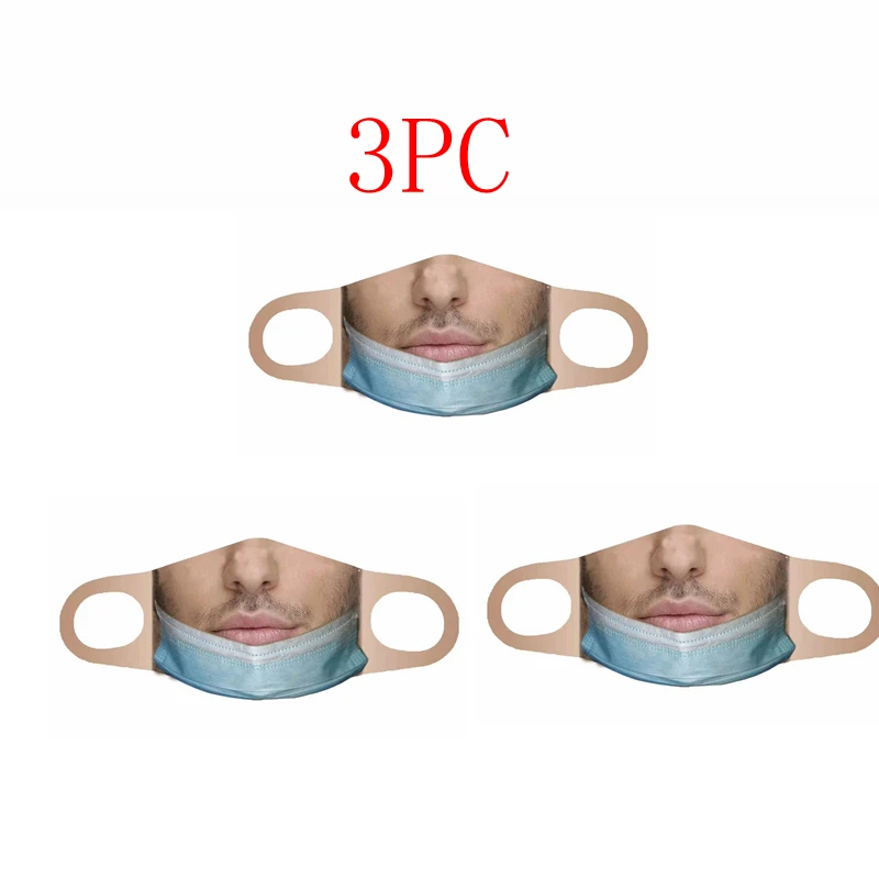 Маска хлопковая многоразовая моющаяся с принтом 1/3/5 шт.