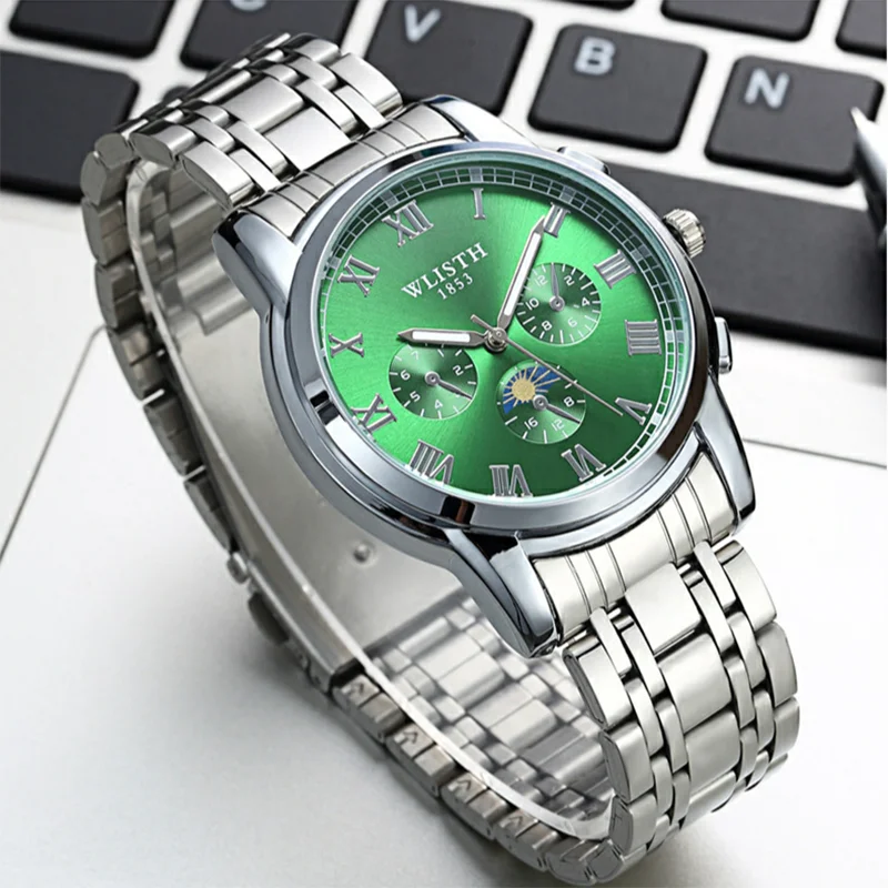 

Nice PopMens Watches Top Brand Luxury Stainless Steel Business Quartz Watch Men Waterproof Clock Black Watch Relogio Masculino